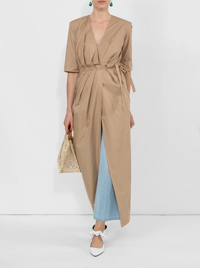 Shop Sarabattaglia Long Wrap Dress Neutral