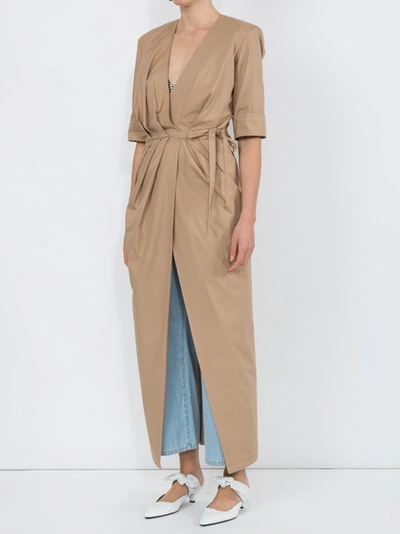 Shop Sarabattaglia Long Wrap Dress Neutral