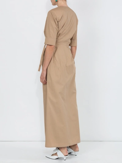 Shop Sarabattaglia Long Wrap Dress Neutral