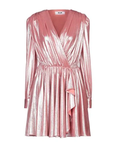 Shop Msgm Woman Mini Dress Pastel Pink Size 6 Polyester, Elastane