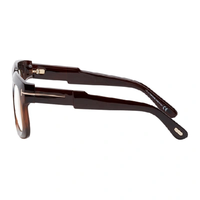 Shop Tom Ford Brown Gradient Thick Square Glasses In 048 Shnydbr
