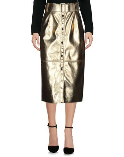 Shop Msgm Woman Midi Skirt Gold Size 6 Viscose, Polyurethane