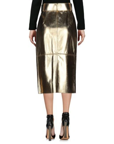 Shop Msgm Woman Midi Skirt Gold Size 6 Viscose, Polyurethane