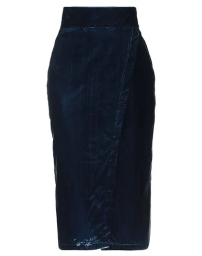 Shop L'autre Chose L' Autre Chose Woman Midi Skirt Midnight Blue Size 4 Polyester