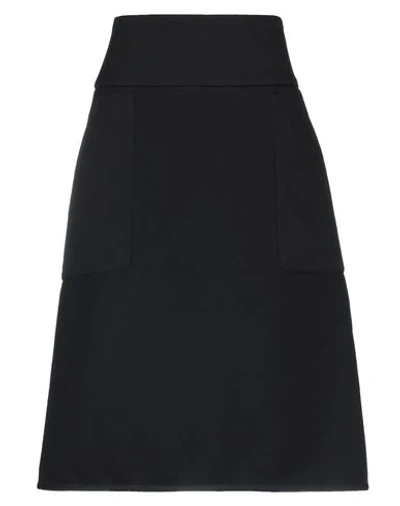 Shop Burberry Knee Length Skirt In Black