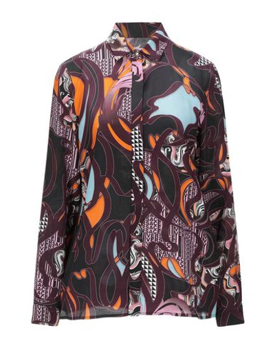 Shop Versace Patterned Shirts & Blouses In Deep Purple