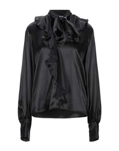 Shop Msgm Woman Shirt Black Size 6 Acetate, Silk