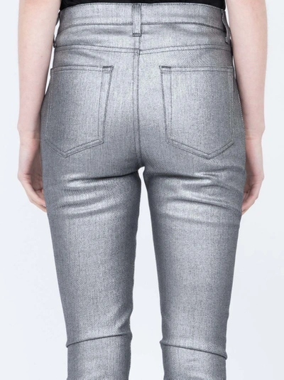 Shop Saint Laurent Metallic Skinny Jeans