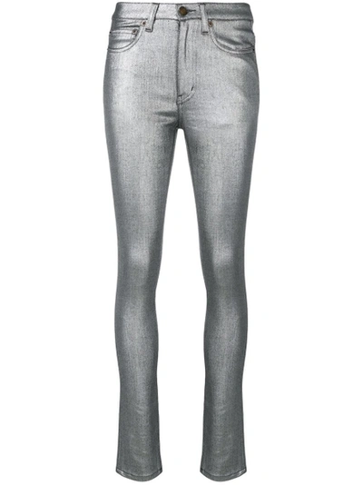 Shop Saint Laurent Metallic Skinny Jeans