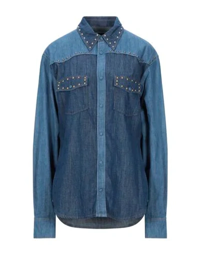 Shop Roberto Cavalli Woman Denim Shirt Blue Size 14 Cotton