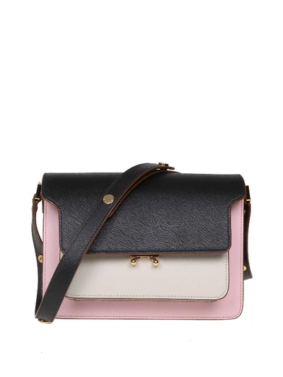 Shop Marni Three-tone Saffiano Leather Trunk Bag In Multicolour