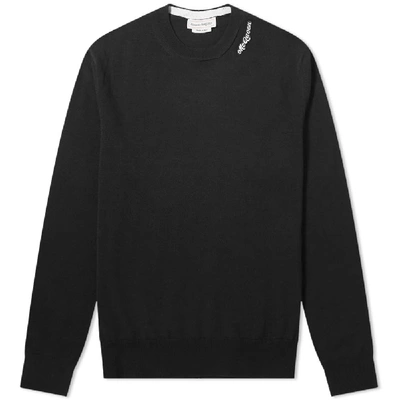 Shop Alexander Mcqueen Logo Crew Knit In Black