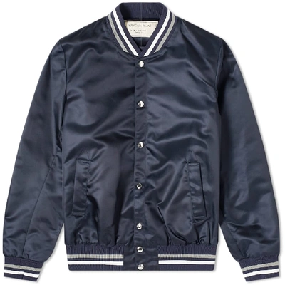 Shop Maison Kitsuné Satin Teddy Jacket In Blue