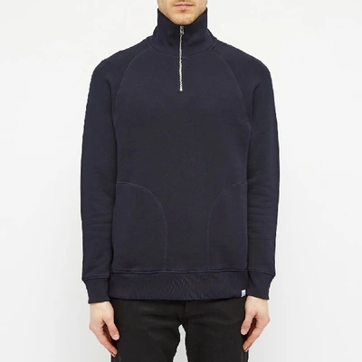 Shop Norse Projects Alfred French Terry 1/4 Zip Sweat In Blue