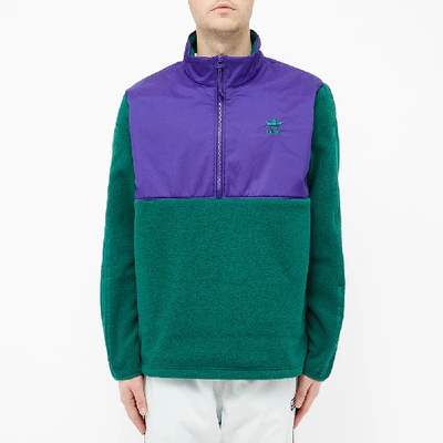Shop Adidas Originals Adidas Winterised Half Zip Jacket In Green