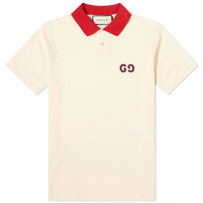 Shop Gucci Contrast Collar Logo Polo In White