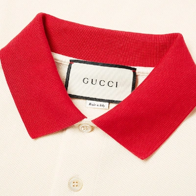 Shop Gucci Contrast Collar Logo Polo In White