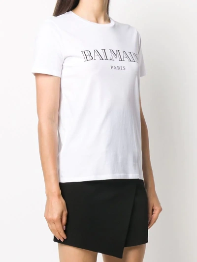 Shop Balmain Logo-print T-shirt In White