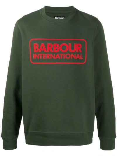 Shop Barbour Contrasting Logo Print Sweatshirt In Green