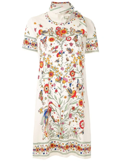 Tory Burch Floral-print Scarf T-shirt Dress In Neutrals | ModeSens