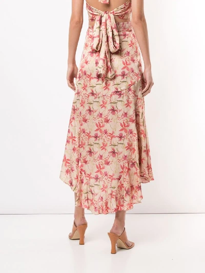 Alexis Leaf Print Midi Skirt In Multicolour