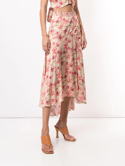 Alexis Leaf Print Midi Skirt In Multicolour