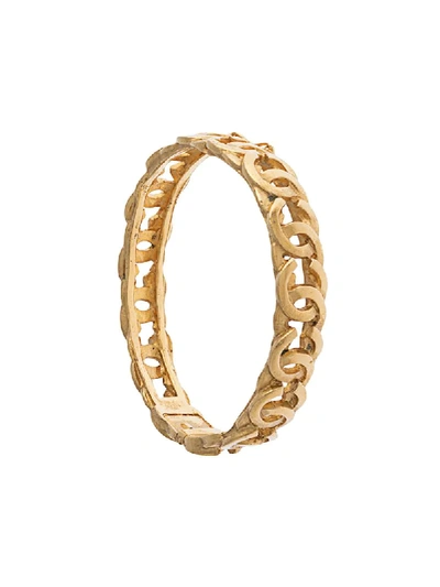Pre-owned Chanel 1995 Cc Logo Bangle In Gold