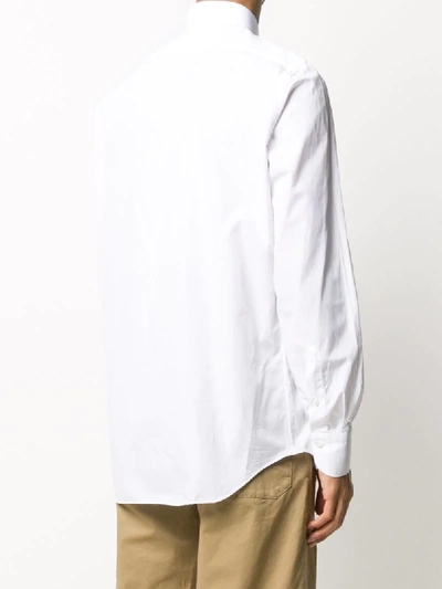 Finamore 1925 Napoli Curved-hem Long-sleeved Shirt In White
