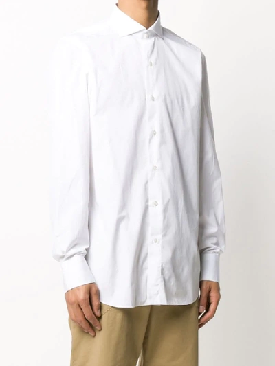 Shop Finamore 1925 Napoli Slim-fit Long-sleeved Shirt In White