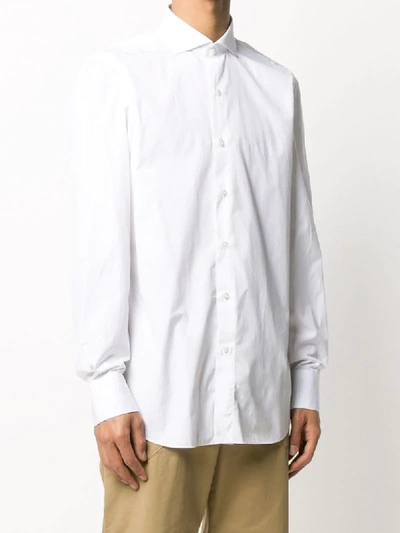 Finamore 1925 Napoli Curved-hem Long-sleeved Shirt In White