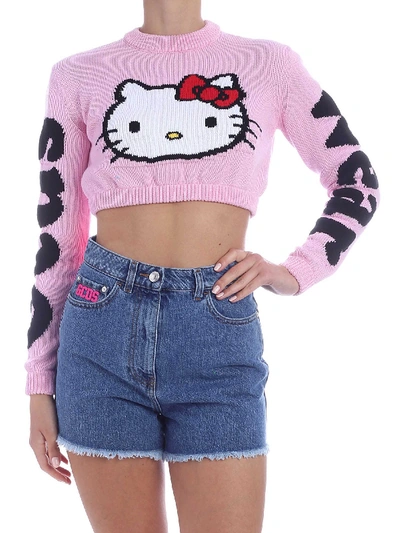 Shop Gcds Hello Kitty Crop Pullover In Pink