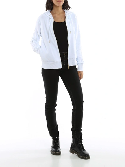 Shop Versace Jeans Couture Rear Golden Etichetta Print Hoodie In White