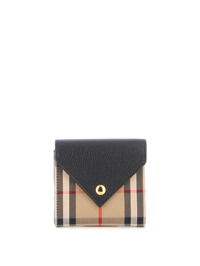 Shop Burberry Lila Vintage Check And Black Leather Wallet