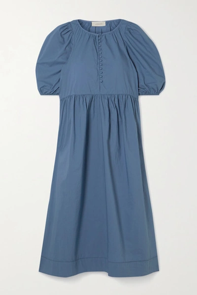 Shop The Great The Ravine Cotton Midi Dress In Blue