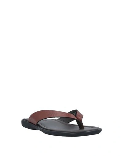 Shop Doucal's Toe Strap Sandals In Brown