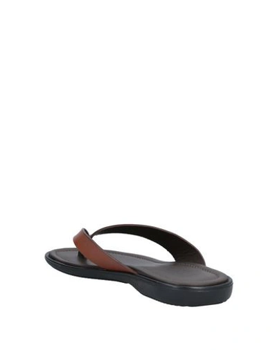 Shop Doucal's Toe Strap Sandals In Tan