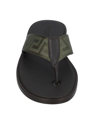Shop Versace Flip Flops In Military Green