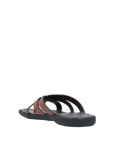 Shop Doucal's Toe Strap Sandals In Tan
