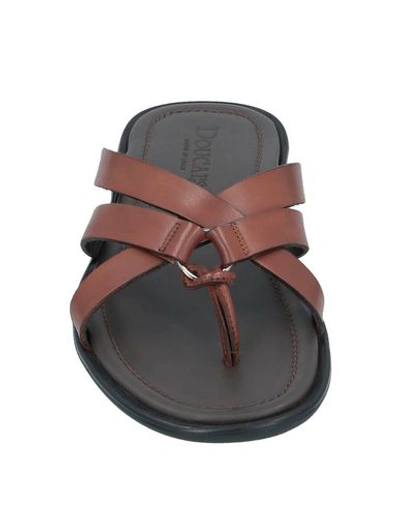 Shop Doucal's Toe Strap Sandals In Tan