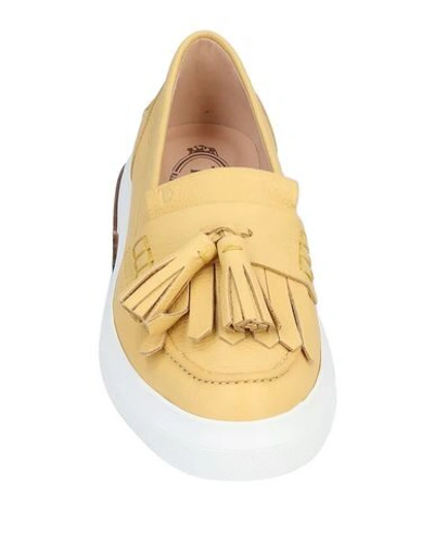 Shop Tod's Woman Loafers Yellow Size 5 Calfskin