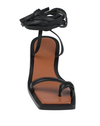 Shop Erika Cavallini Woman Thong Sandal Black Size 7 Soft Leather