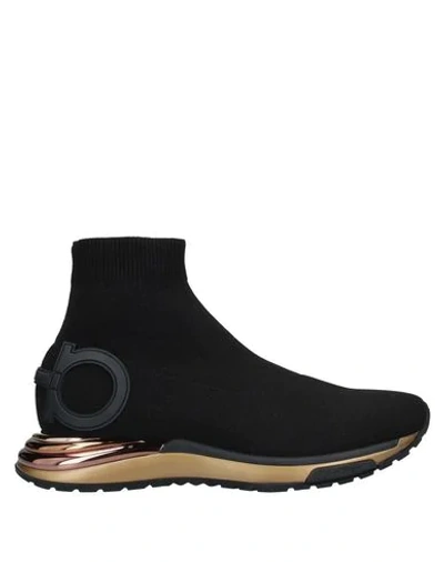 Ferragamo Gardena Stretch-knit Sneakers In Black