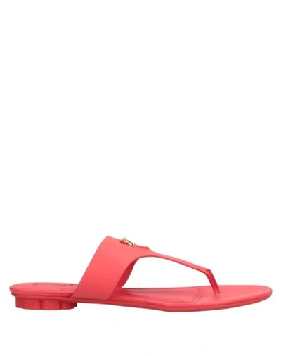Shop Ferragamo Toe Strap Sandals In Red