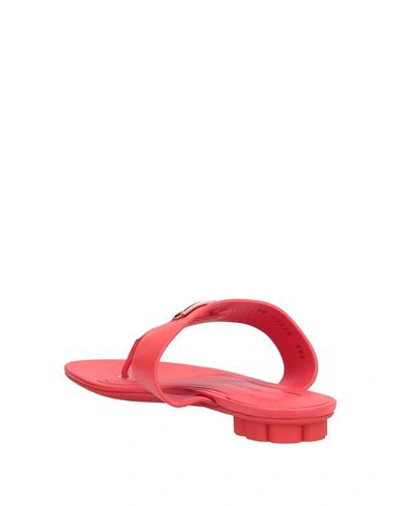 Shop Ferragamo Toe Strap Sandals In Red