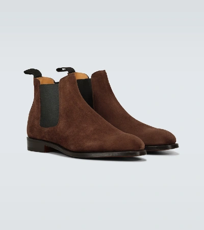 John Lobb Lawry Suede Boot In Brown