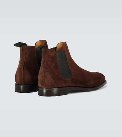 John Lobb Lawry Suede Boot In Brown