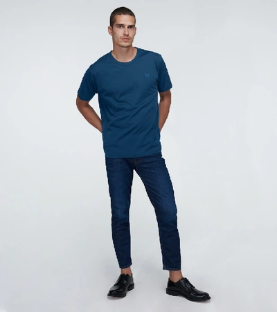 Shop Acne Studios Short-sleeved Cotton T-shirt In Midnight Blue