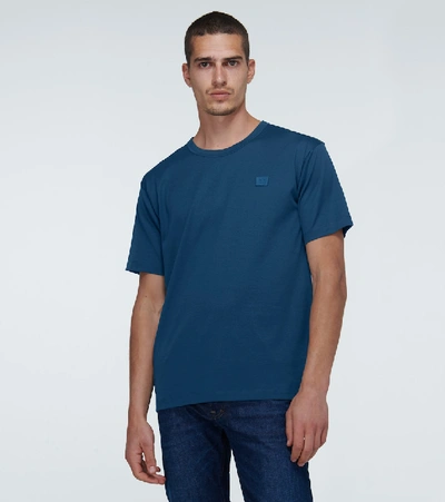 Shop Acne Studios Short-sleeved Cotton T-shirt In Midnight Blue