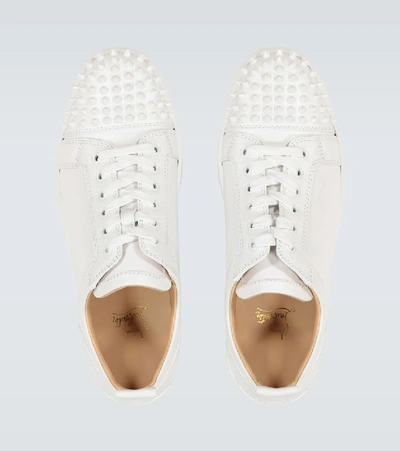 Christian Louboutin Louis Junior Spikes Leather Sneakers In White