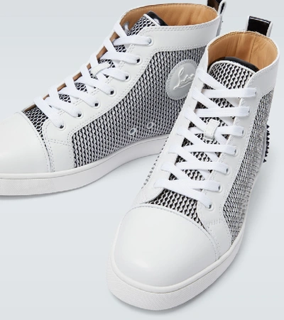 Shop Christian Louboutin Lou Spikes Iii Leather Sneakers In White